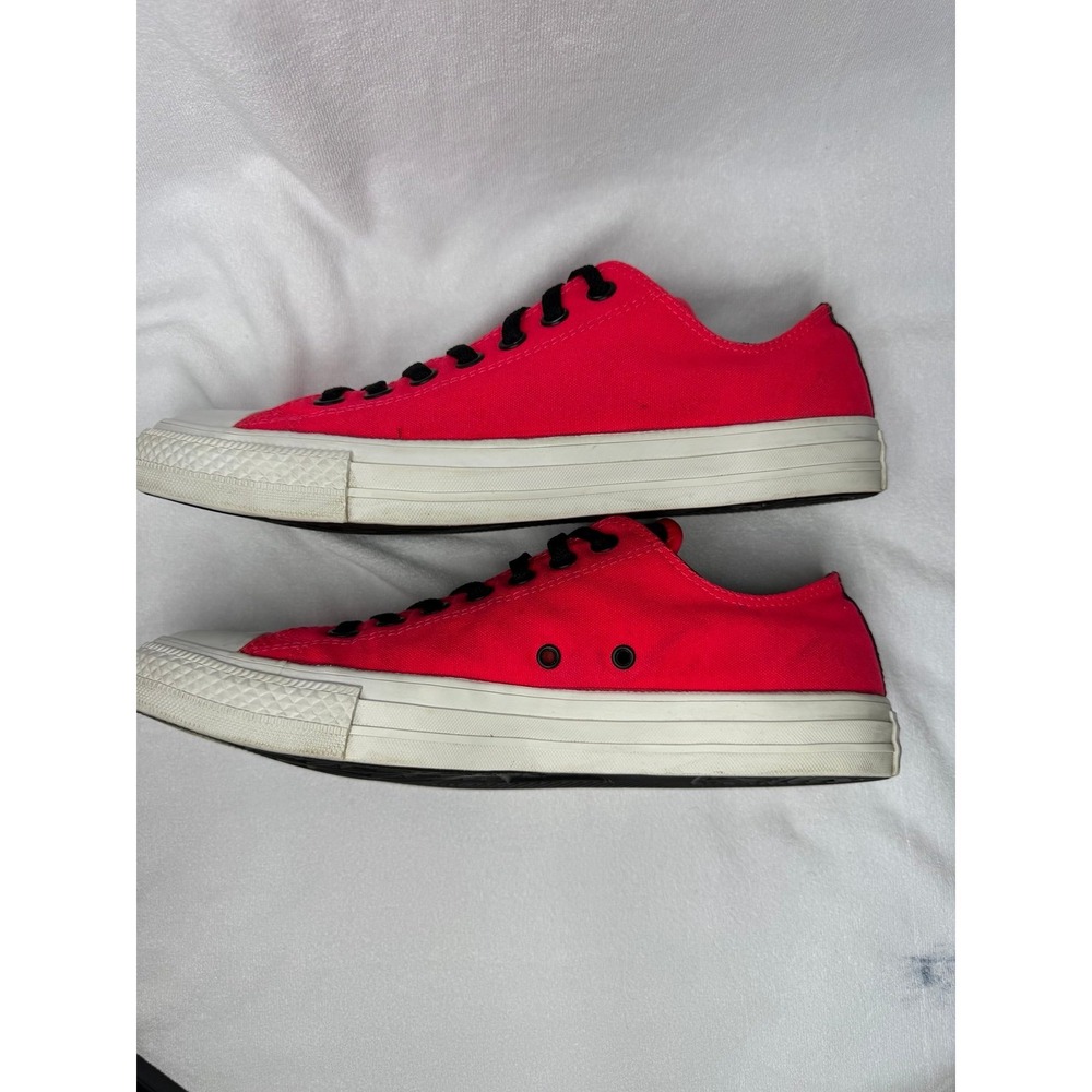Converse All Star Chuck Taylor Low Top Neon Pink Black Leather Mens 9 Womens 11 - Picture 7 of 9